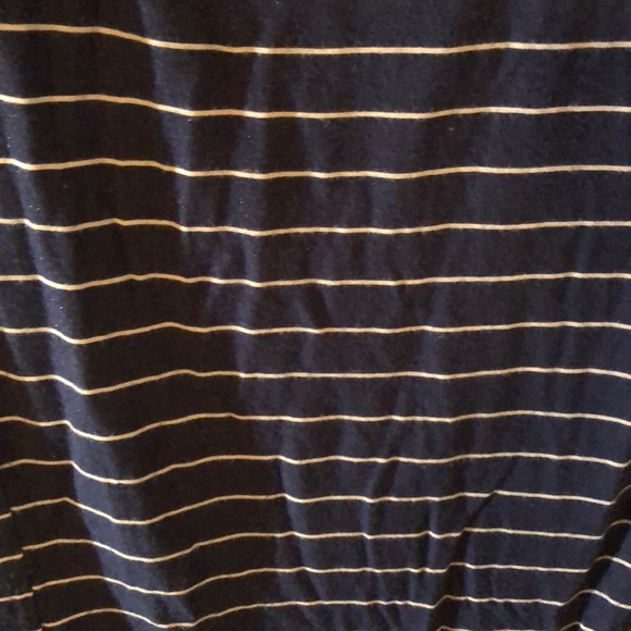 Blue and White Striped Open Shoulder Tee - Picture 5 of 8